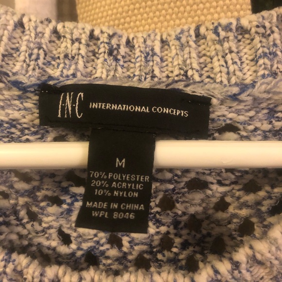 INC blue and grey sweater with zippers - Picture 2 of 3